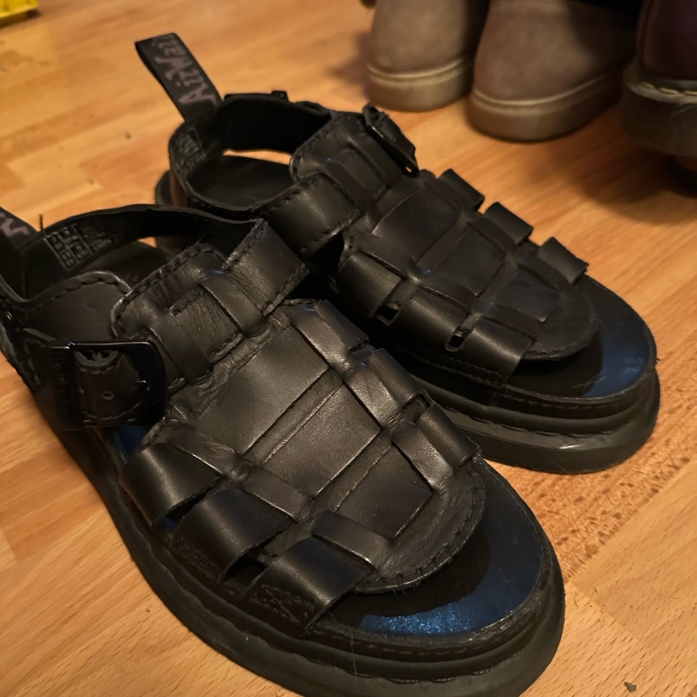Dr. Martens Black Leather Platform fisherman Sandals